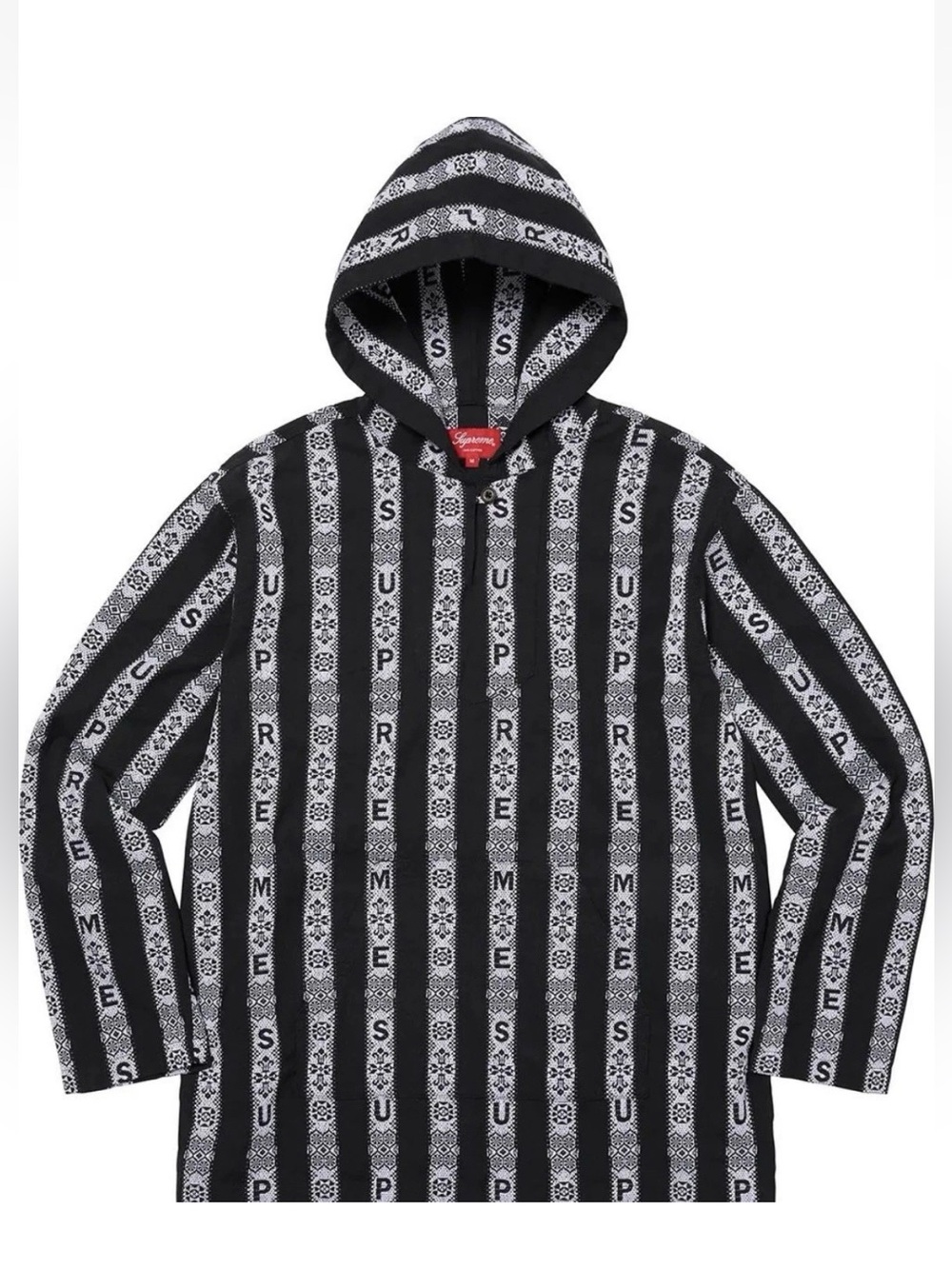 Supreme Striped Baja Shirt Hooded Sweatshirt Black/White – Size Small